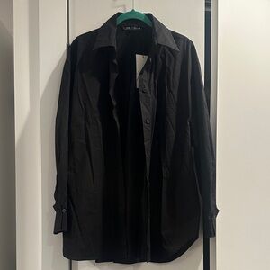 NWT Zara Black Button-Up Shirt
